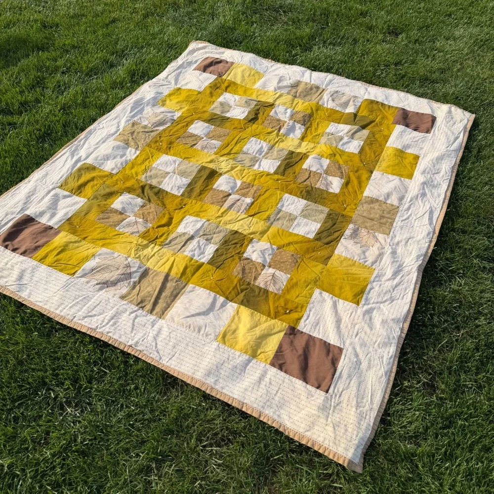 A+ Handmade Mason County Reformed Church Patchwork Quilt Mushroom Print 60x56